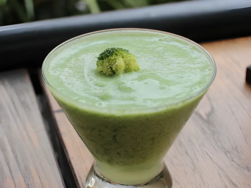 Image showing a Pineapple Broccoli microgreens smoothie.